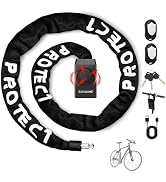 4Ft Bike Chain Lock with Alarm - 8mm Heavy Duty Bicycle Lock with 110dB Rechargeable Alarm, Anti ...