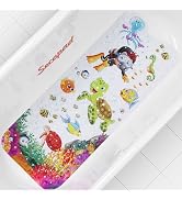 Baby Bath Mat for Tub for Kids, 40in x 16in Non Slip Cartoon Bath Tub Shower Mat Anti Slip with D...