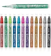 ZEYAR Acrylic Paint Pens, Brush Tip, Water based, Metallic Colors, Writes on Paper, Rock, Rubber,...