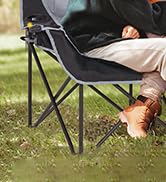 NAIZEA Heated Double Camping Chair Folding Loveseat, 2-Person Folding Chair Portable Heated Chair...