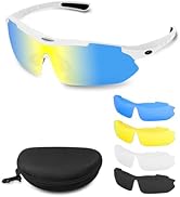 Hurdilen Polarized Cycling Sunglasses for Men Women, 5 Lenses UV Protection Anti-Glare Glasses fo...