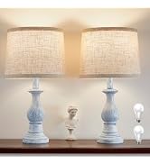 Hikczc Vintage Table Lamp for Living Room Bedroom, 18.5" Farmhouse Bedside Lamps Nightstand Lamp ...