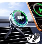 Qi2.2 Certified 25W Magnetic Car Mount Charger with CryoBoost Cooling, Magnetic Air Vent Car Phon...