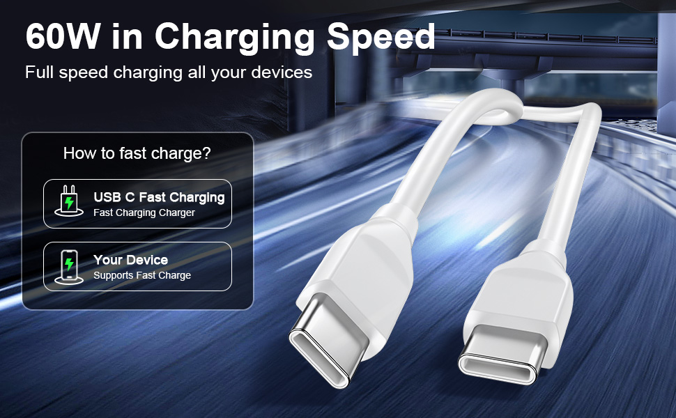 USB C to USB C Cable 60W Samsung Charger Fast Charging Cord