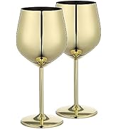 WOTOR Gold Wine Glasses Set of 2, 18oz Unbreakable Gold Goblet, Stainless Steel Wine Glass, Metal...