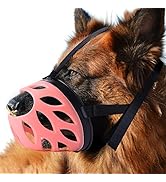 Dog Muzzle, Silicone Breathable Basket Muzzles for Small, Medium, Large and X-Large Dogs, Prevent...