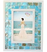 GIFTME 5 Picture Frame 5x7 Mother of Pearl Mosaic Photo Frame,Beach Tabletop or Wall Hanging Pict...