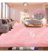 Pink Shag Area Rug 6x9 for Girls Bedroom, Large Fluffy Soft Shaggy Rugs for Living Room, Cute Fuz...
