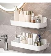 CGBE 2-Pack Acrylic Shower Shelves, Large Capacity Adhesive Shower Shelf, No Drilling Adhesive Ba...