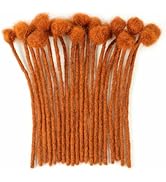 ADIASAI 0.6cm Width #350 Ginger 8 Inch 30 Strands 100% Human Hair Loc Extensions Full Handmade Dr...