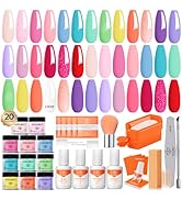 Modelones Dip Powder Nail Kit Starter, 20 Colors Summer Pink Green Purple Red Clear Dipping Powde...