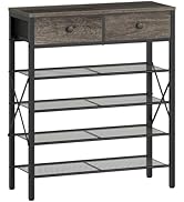 YATINEY 5 Tier Shoe Rack, Large Capacity Shoe Storage Organizer, Metal Shoe Shelf with Drawer and...