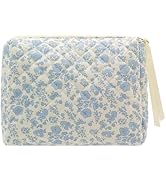 PAZIMIIK Cotton Makeup Bag for Women Large Quilted Travel Cosmetic Pouch Girls' Make Up Organizer...