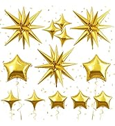 Froova Star Balloons 22 Inch Metallic Gold Explosion Stars Foil Balloon 18 10 In Mylar Star Shape...