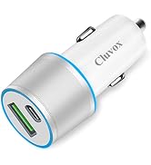 Dual USB Car Charger Adapter, Cluvox 20W Fast Charge Car Charger Compatible for iPhone 13/12/11/1...
