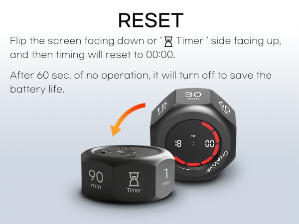 Creaviva digital visual pomodoro cube timer resume reset stopwatch