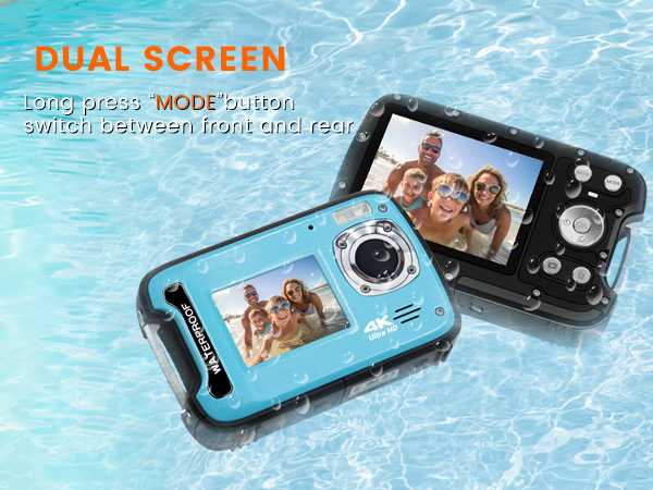 underwater camera 48 MP dual screen