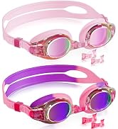 Aegend 2 Pack Kids Goggles, Swimming Goggles for Kids Age 4-16 Boys and Girls Youth, Anti-Fog Wat...