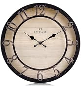 Lafocuse 12 Inch Silent Rustic Farmhouse Black Wall Clock with Raised 3D Numerals for Living Room...