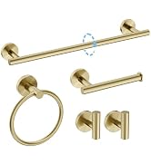 Luxbaro Brushed Gold Towel Bar Set, 18 Inch Bathroom Accessories Set, Wall Mounted Bathroom Hardw...