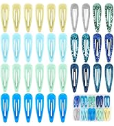 Ocean Blue Snap Hair Clips Set by FLAREANN – 36 PCS, 2 Inch Non-Slip Barrettes for Girls & Women,...