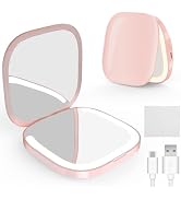 MY BEAUTY LIGHT Compact Mirror, Lighted 1X/3X Magnifying 2-Sided Travel Makeup Mirror, Portable B...