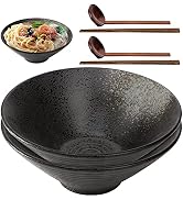 ZOOFOX 2 Pack Ceramic Ramen Bowl Set, 60 oz Japanese Noodle Bowl with Chopsticks and Spoon, Large...
