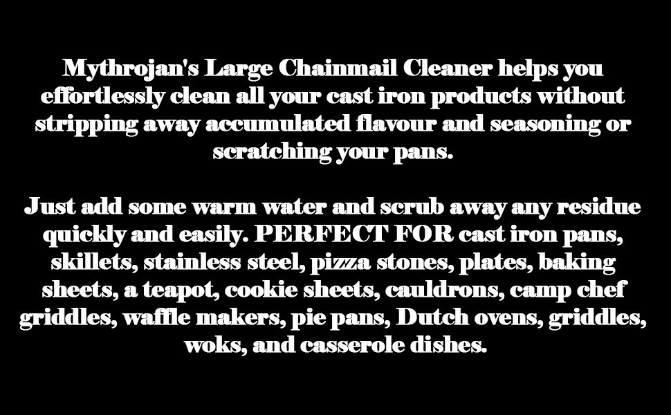 Mythrojan Chainmail Stainless Steel Scrubber for Cleaning Cast Iron Skillet, Wok etc - 7.9”×7.9”