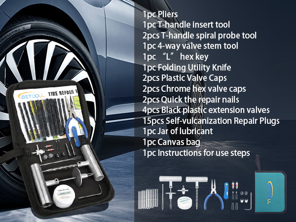 BETOOLL 35pcs Tire Repair Kits