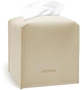 Tissue Box Cover, PU Leather Tissue Box Holder with Bottom Belt, Modern Square Tissue Box Covers ...