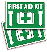 First Aid Kit Sticker Sign for Home, Schools & Business – 2 Pack 10x7 Inch – Premium Self-Adhesiv...