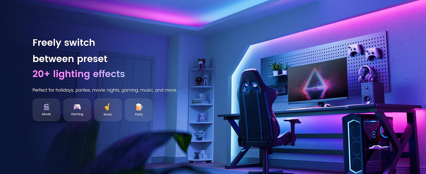 Smart RGBIC Light Strip for bedroom/ Livingroom/ Gaming Room/ Christmas