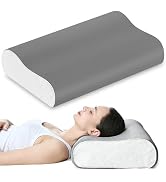 Elviros Memory Foam Neck Pillow for Sleeping,Ergonomic Contour Orthopedic Pillow for Side Sleeper...