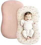 Konssy Muslin Baby Lounger Cover 2 Pack, 100% Cotton Newborn Lounger Cover, Soft and Breathable B...