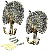Ailejia 1Pair Peacock Curtain Holdbacks Zinc Alloy Wall Hook Hanging Ball Straps Wall Mounted Cur...