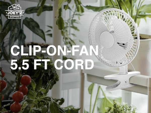 6-inch clip-on fan with adjustable tilt and 2-speed settings for home, dorm, or office use