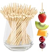 200PCS Cocktail Picks, Natural Wooden Ball Fancy Toothpicks for Appetizers, 4.7 Inch Long Bamboo ...