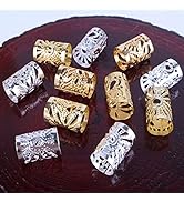 100pcs Dreadlocks Braiding Beads, Silver Gold Hair Coil Dreadlocks Meal Cuffs Tubes DIY Braid Rin...