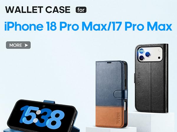 Wallet Case for iPhone 18 Pro Max/17 Pro Max (6.9"), RFID Blocking 4 Card Holders