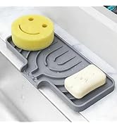 JIUBAR Sponge Holder for Kitchen Sink, Dish Sponge Holder & Soap Tray with Drain, Bathroom Sink S...