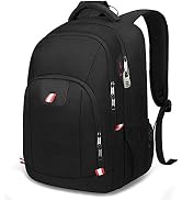 Della Gao Travel Laptop Backpack, Black Backpack for Men and Women with USB Charging Port Busines...