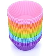 BakeBaking Mini Muffin Pan - Reusable Silicone Cupcake Molds 2in 24 Pack - Small Baking Cups Truf...