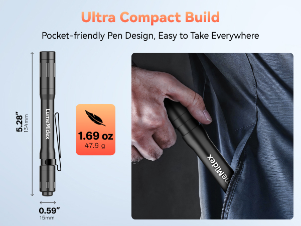 Pen Light, Pocket EDC Flashlight, Rechargeable, LED Pen Flashlight, Waterproof Flash Light