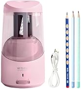 M&G Pink Electric Pencil Sharpener, Portable Automatic Pencil Sharpener for Colored Pencils, Auto...