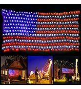 XTF2015 Led Flag Net Lights of The United States, Waterproof American Flag String Light for Chris...
