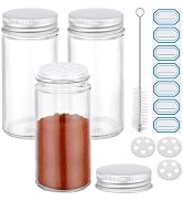 Segarty 4oz Spices Jars with Silver Aluminum Lid, 3 Pack 120ml Round Spice Containers, Empty Glas...