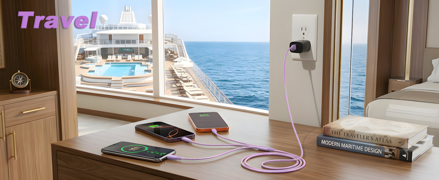 travel charge cord iphone charger 2 pack 4 ft plaid charger usb 3 in one charging cables iphone cord