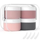 ME.FAN Travel Containers for Toiletries, TSA Approved 1.5 oz Silicone Cream Jars, Leak-proof Trav...