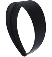 Motique Accessories Black 2 Inch Wide Satin Hard Headband with No Teeth Head band for Women and G...