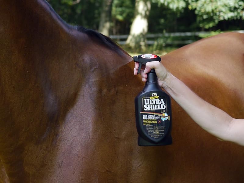 UltraShield EX being sprayed onto a horse